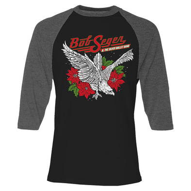 Poinsettia Eagle Holiday Raglan Shirt